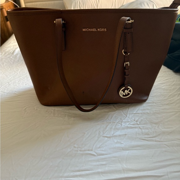 Michael Kors Handbags - Michael Kors Chocolate Brown Leather Tote with MK Charm
